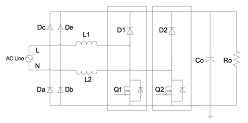 The architecture of a typical semi-bridgeless PFC circuit The architecture of a typical semi-bridgeless PFC circuit